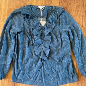 Lauren Conrad ruffle peasant floral blouse with attached cami size small